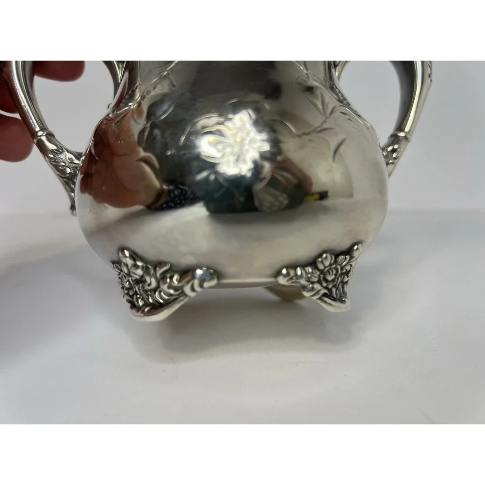 Silverplate Sugar Bowl antique‎ Mermod Jaccard Quadruple C. 1880s Victorian